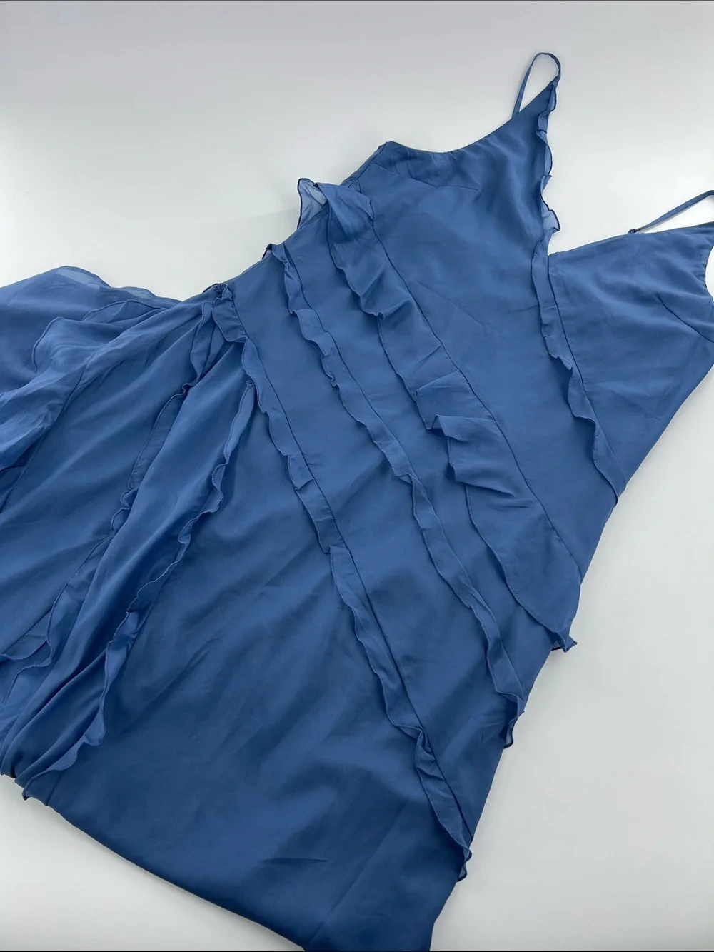 Abercrombie & Fitch Cornflower Blue Slip Dress ruffle fairy wedding guest
